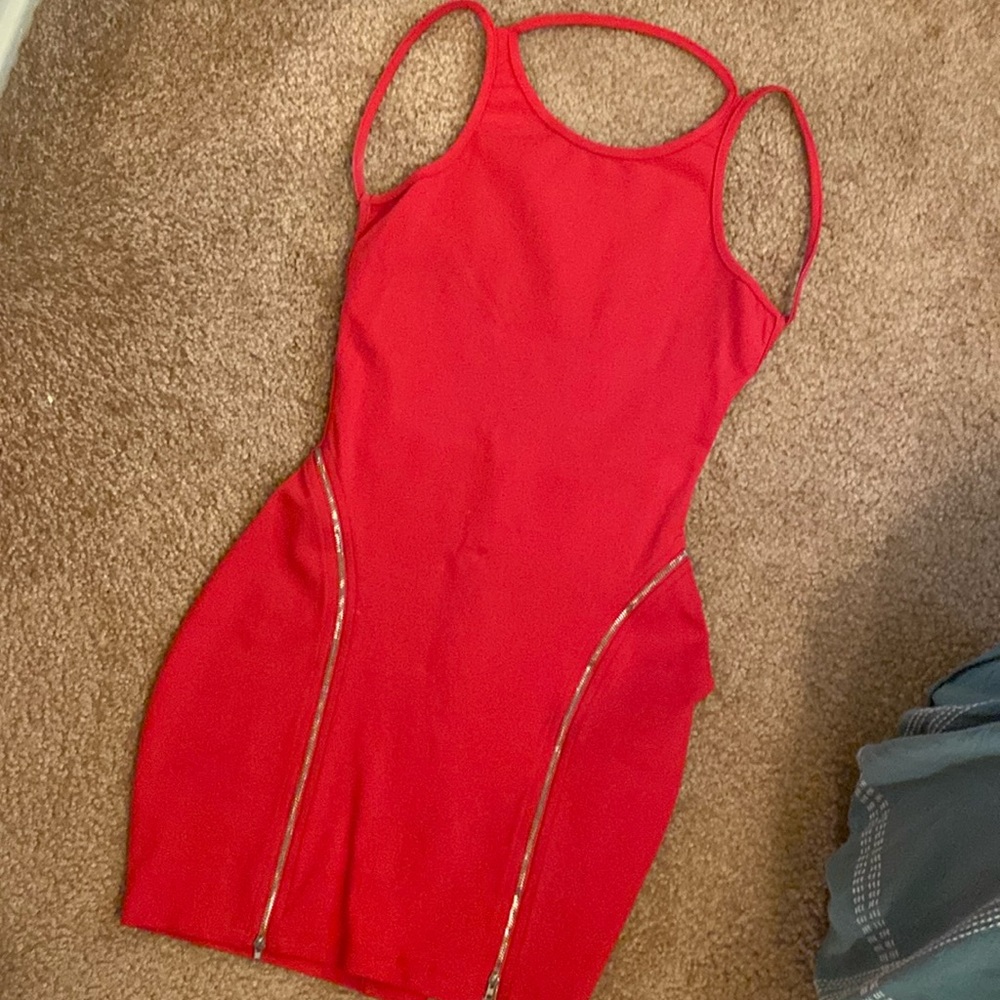 By the way. Small red sexy dress.